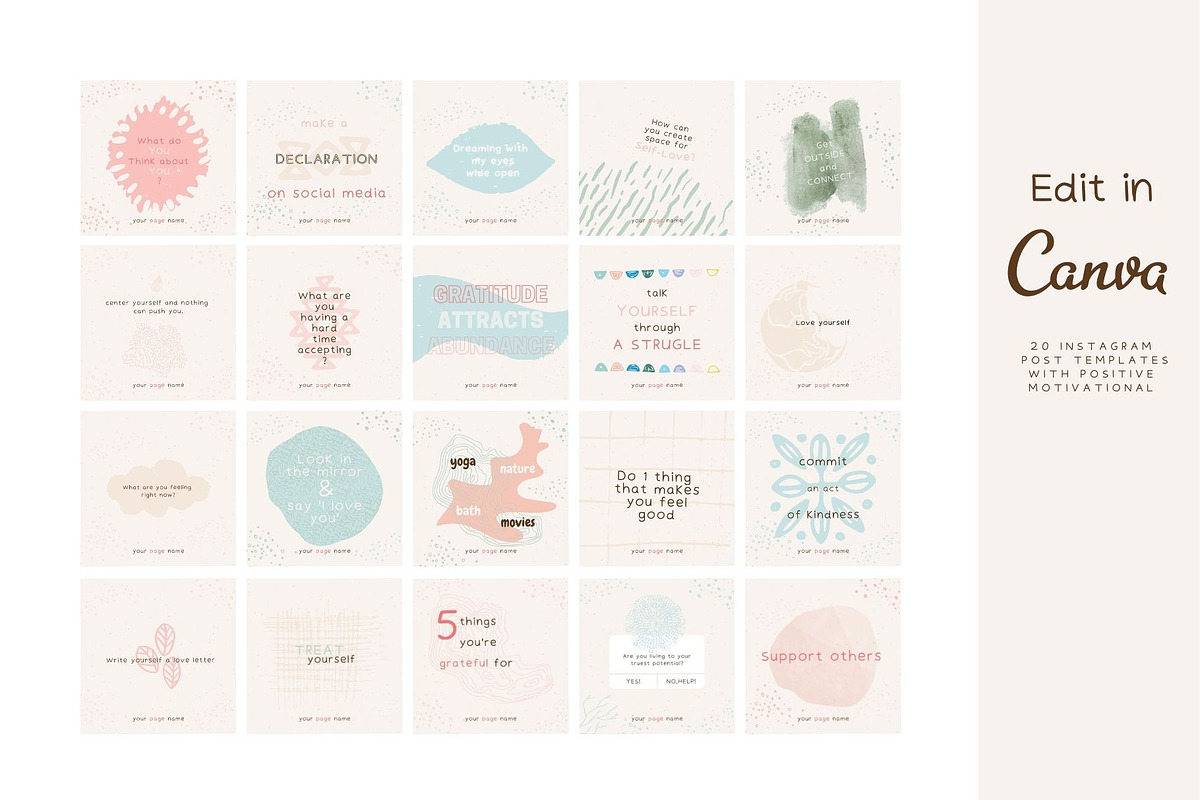 Boho Instagram Post Templates Canva, a Social Media Template by monicamaze