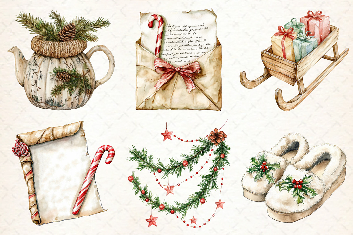 Warm Nostalgic Christmas Clipart, an Illustration by Libby Wishes (Photo 6 of 9)