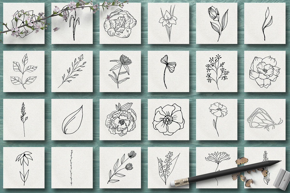 HAND DRAWN FLORAL COLLECTION Vol.3, an Illustration by CARROTDESIGN (Photo 2 of 4)