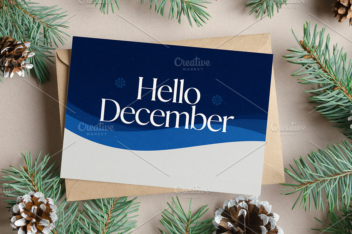 Hello December lettering card, a Seasonal Illustration by Elen_Art (Photo 1 of 3)
