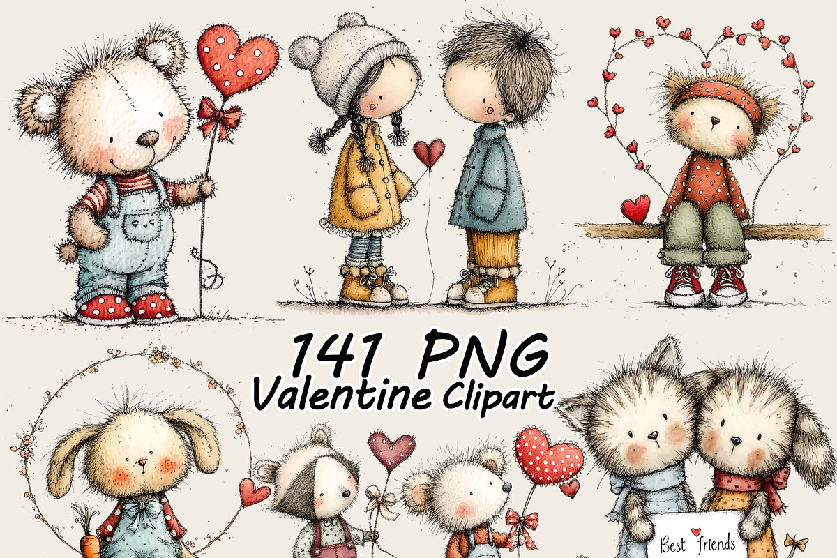 Romantic Couple & Animal Valentine, a Graphic by one-touch (Photo 1 of 8)