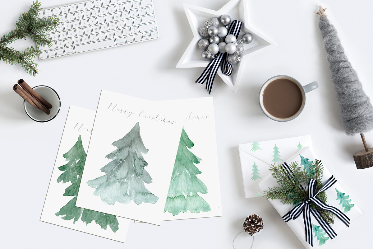 Watercolor Christmas forest clipart, a Background Graphic by LABFcreations (Photo 3 of 3)
