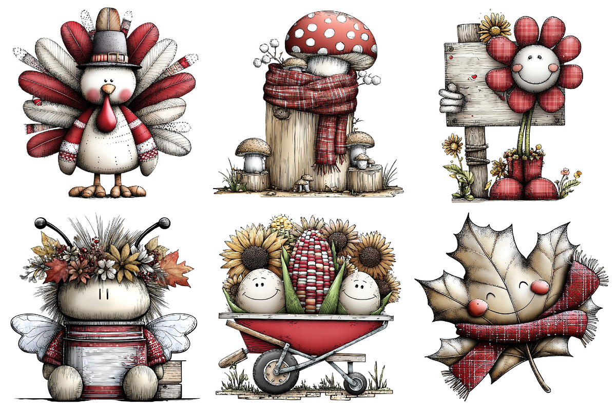 Whimsical Thanksgiving Clipart Set, an Illustration by Daily.Designs (Photo 5 of 5)