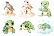Watercolor Baby Turtle Clipart, an Illustration by Watercolor design (Thumbnail 4 of 12)