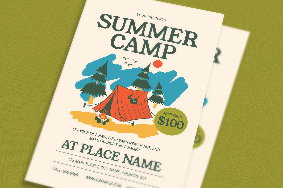 Retro Summer Camp Event Flyer, a Flyer Template by Guuver (Photo 2 of 3)