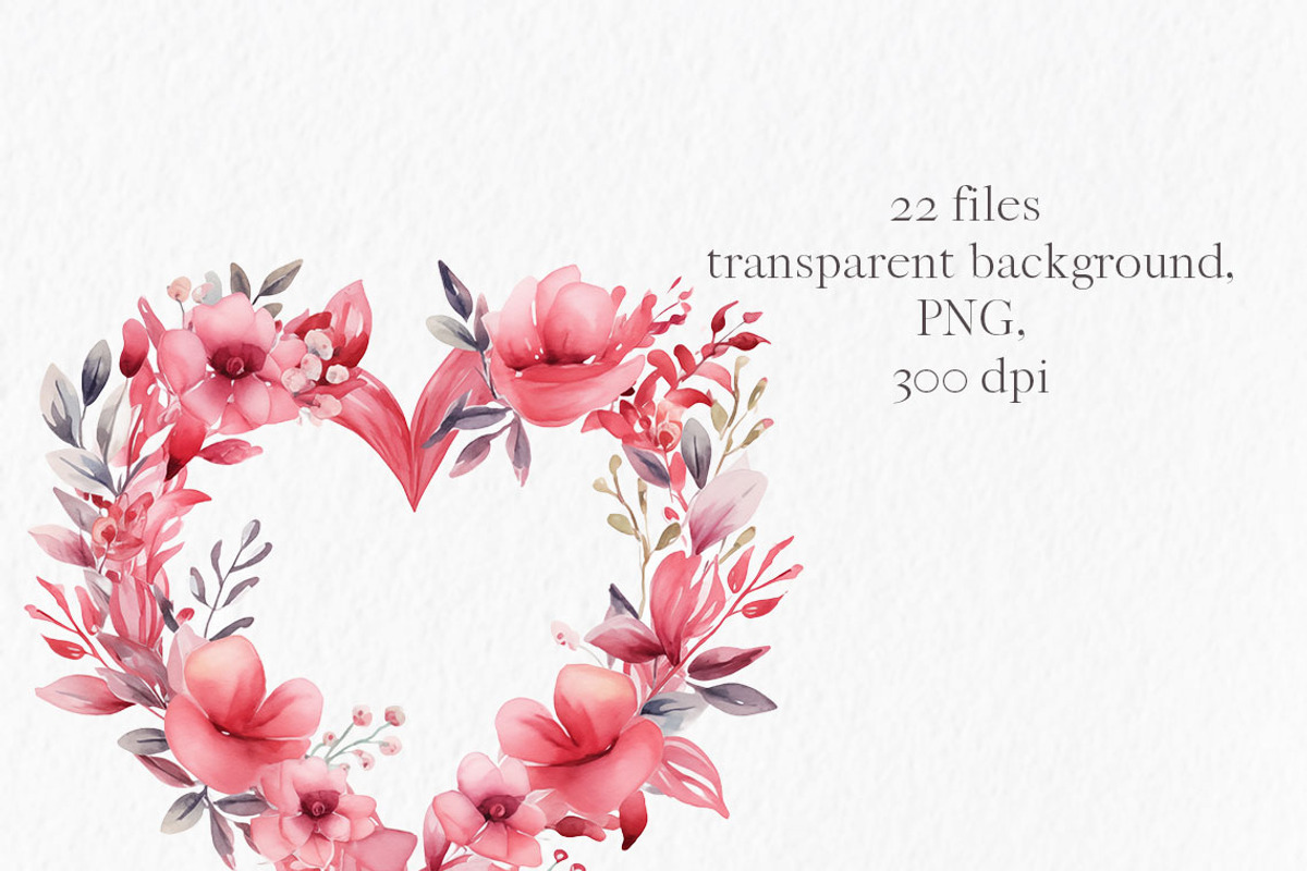 Valentines wreath watercolor hearts, an Object Graphic by MyLittleMeow (Photo 7 of 7)