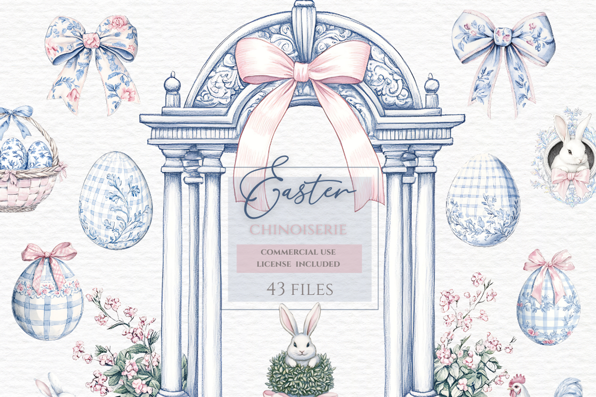Chinoiserie easter eggs clipart., a Seasonal Illustration by Invite to Clipart (Photo 1 of 6)
