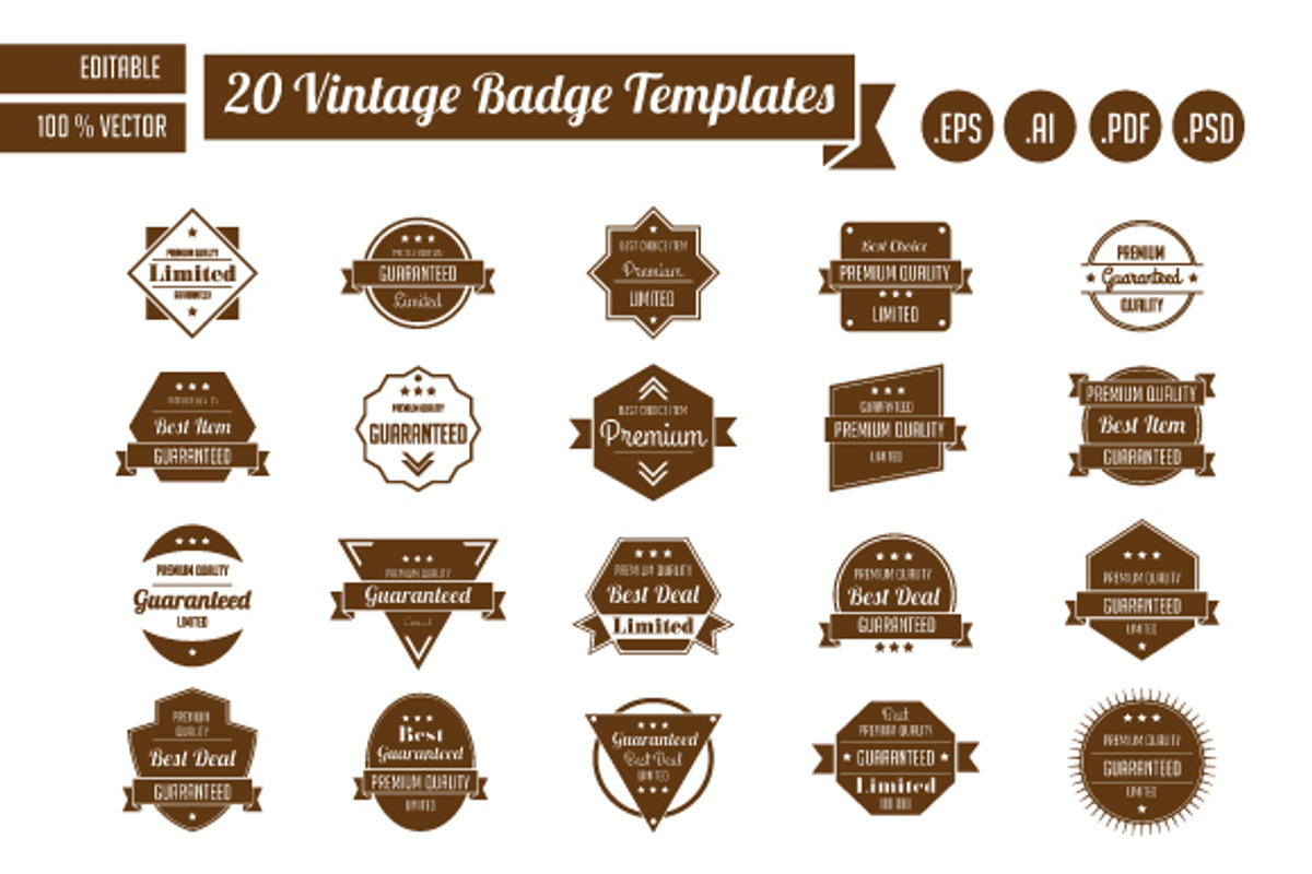 20 Vintage Badge Templates, a Branding & Logo Template by KAZ by IanMikraz Studio (Photo 4 of 5)