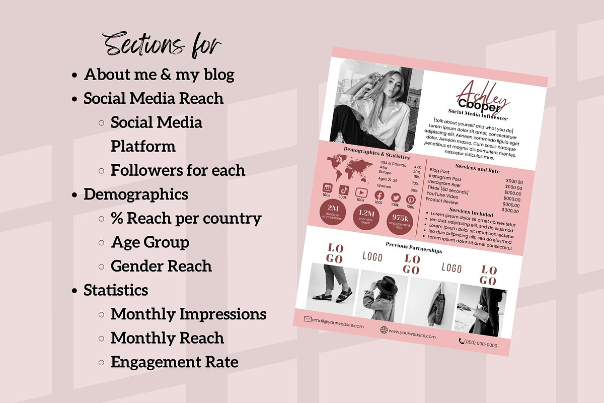 One Page Media Kit in Pink preview 4
