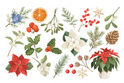 Christmas Greenery & Berries Clipart, a Seasonal Illustration by ArtGiftsStudio (Thumbnail 3 of 6)
