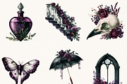 Dark Floral Watercolor Clipart, a Decorative Illustration by BusyDaydesign (Thumbnail 4 of 9)