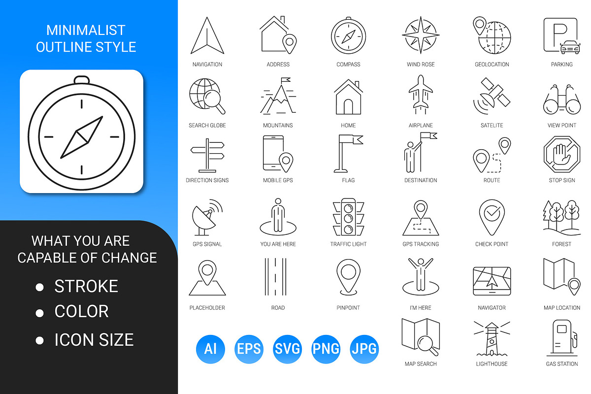 Navigation and gps outline icon set, an Outline Icon by Icons (Photo 2 of 3)