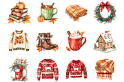 Cozy Christmas Reading Clipart, a Seasonal Illustration by Designking (Thumbnail 2 of 5)