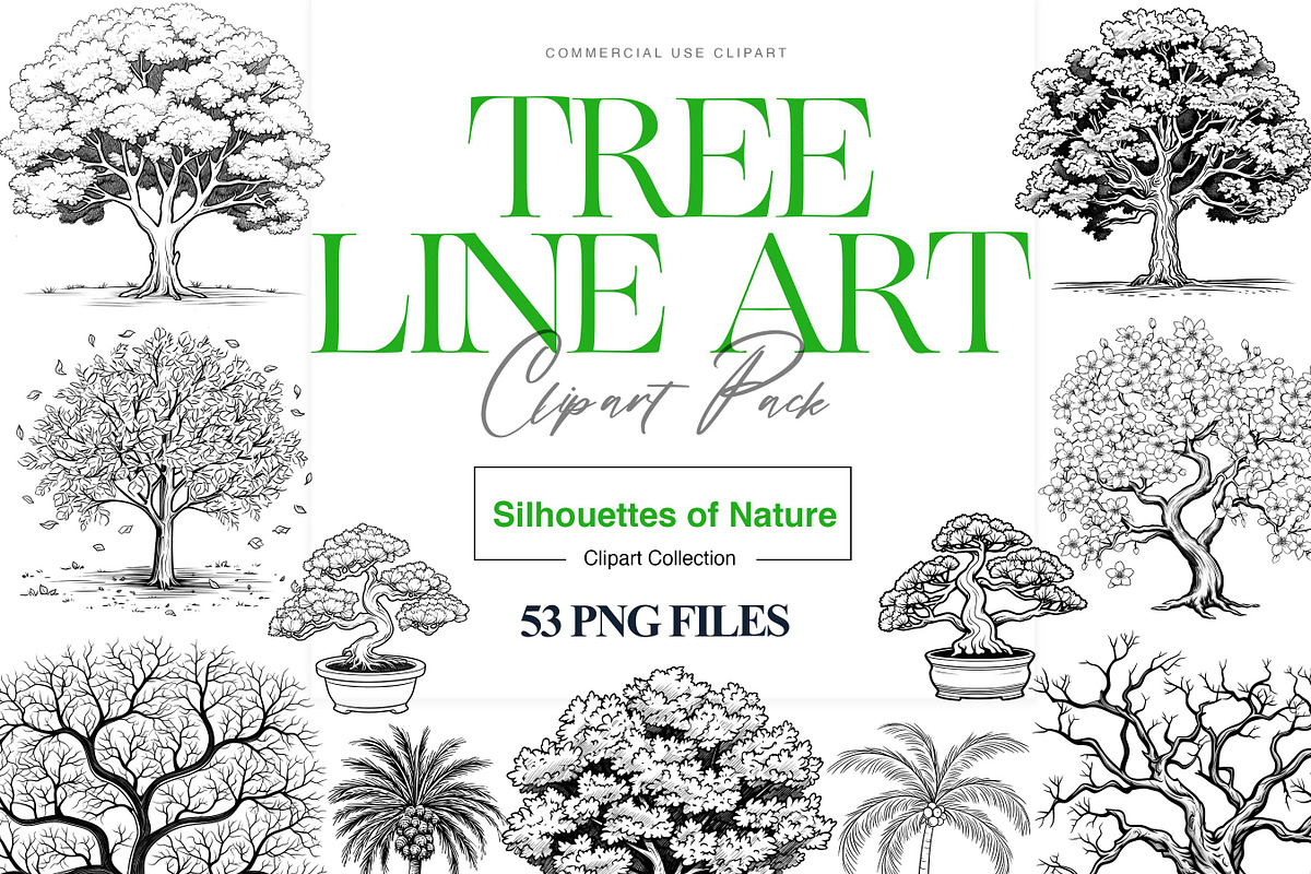 Tree Silhouette Clipart, Bonsai Tree, an Illustration by BrushstrokeArtGB (Photo 1 of 10)