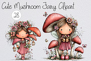 Cute Mushroom Fairy Clipart, a Seasonal Illustration by Design Market (Thumbnail 1 of 3)
