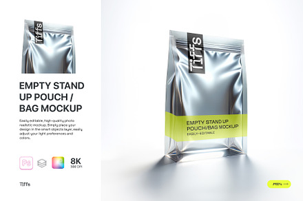 Empty Stand Up Pouch / Bag Mockup, a Packaging Mockup by TIFFS
