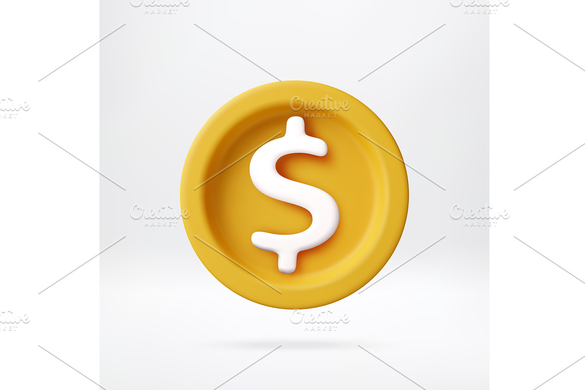 3d coin icon with dollar sign., a Finance Illustration by Abscent