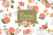 Peach Floral Vectors & Clipart, an Illustration by Amanda Ilkov (Thumbnail 1 of 3)