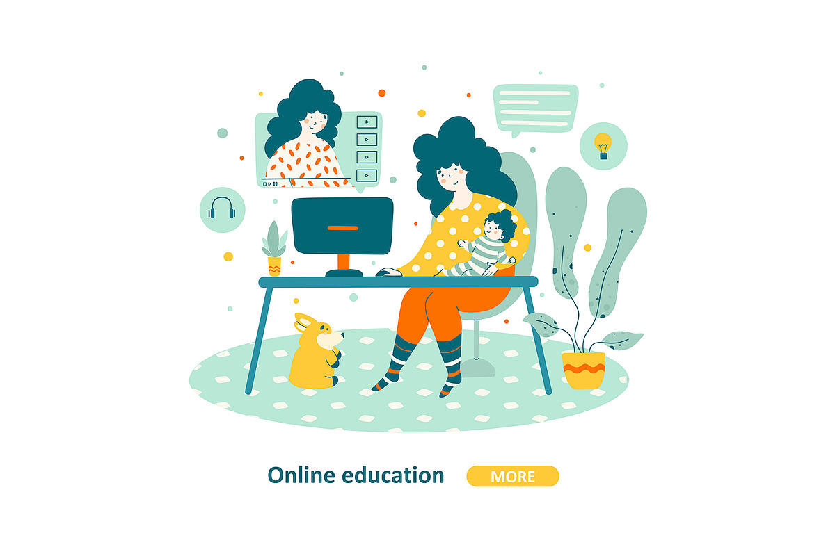 Online education - illustrations, an Education Illustration by LaVika (Photo 2 of 11)