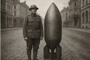 World War Soldier Posing with Large, an Illustration by AlexArt