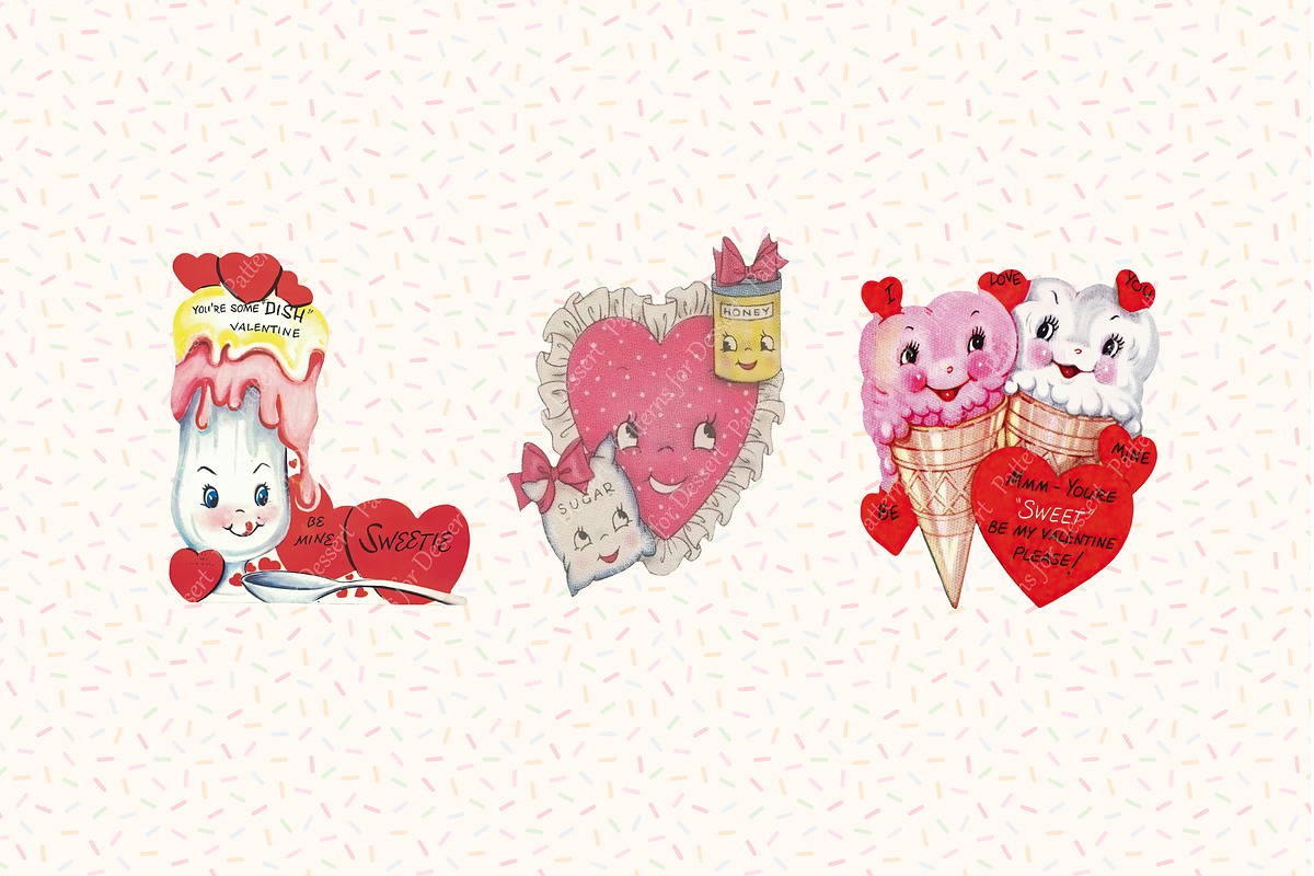Retro Valentine's Day Clip Art, a Seasonal Illustration by Patterns for Dessert (Photo 4 of 6)