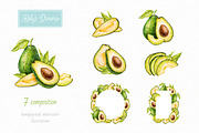 Avocado. Watercolor., a Decorative Illustration by Ekaterina Mikheeva (Thumbnail 3 of 5)