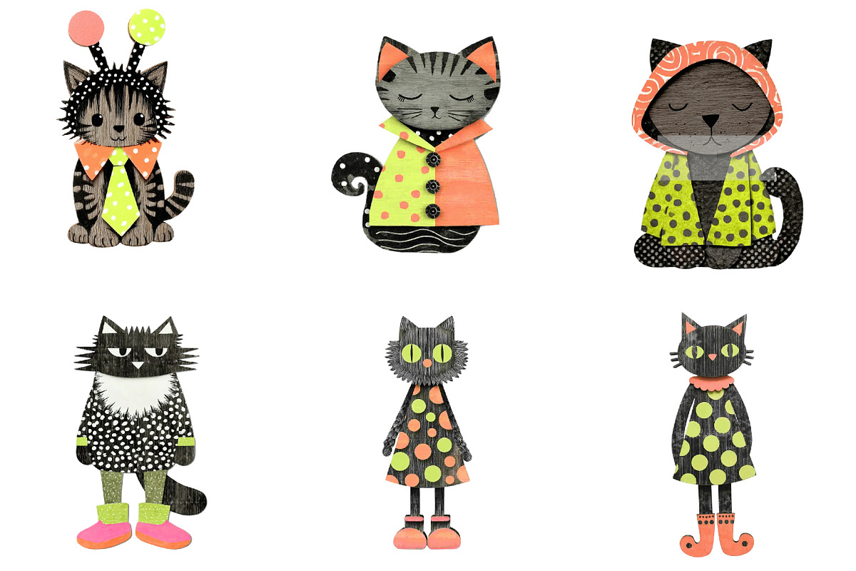 Whimsical Cat Clipart, an Illustration by CreationArt (Photo 4 of 5)