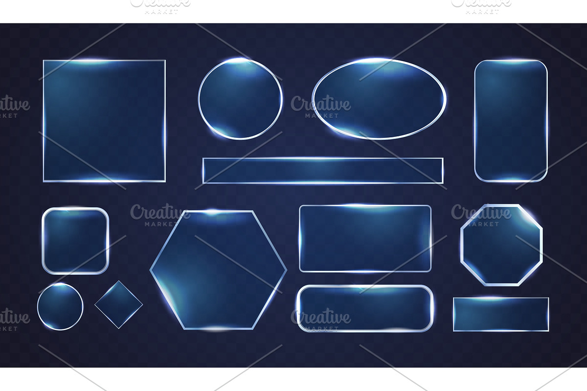 Neon glass frames. Realistic blue, an Illustration by Stock-Smart-Start
