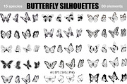 Butterfly silhouettes. Vector, a Graphic by DysenkaArt (Thumbnail 1 of 2)