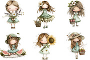 Whimsical Summer Girls Clipart, an Illustration by Designking (Thumbnail 5 of 5)