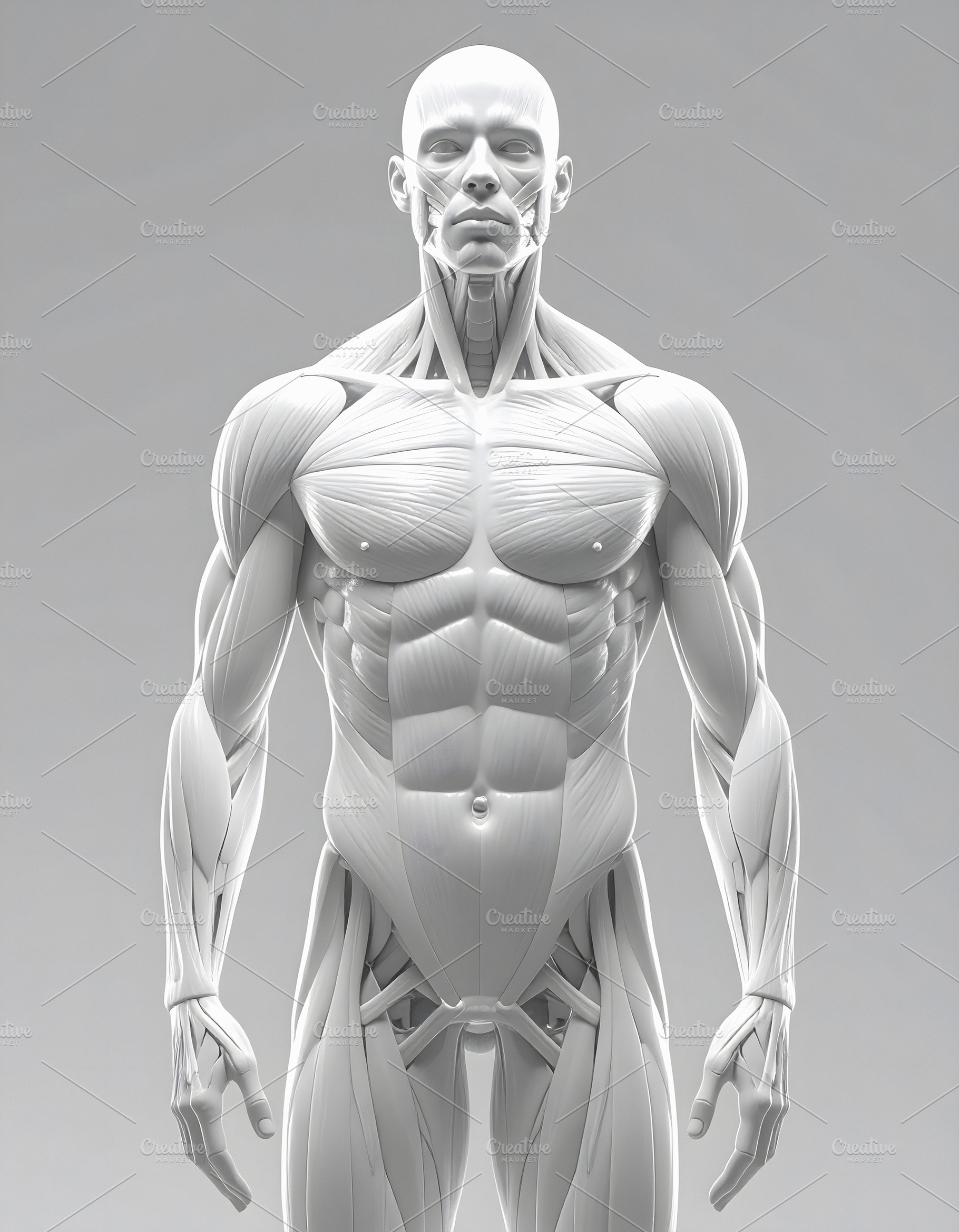 White anatomical front human muscles structure medical science d, a Health & Medical Photo by GoodGoods