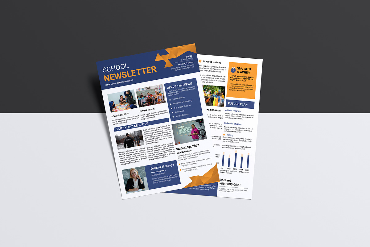 School Newsletter Template, a Flyer Template by crazyOWL (Photo 3 of 4)