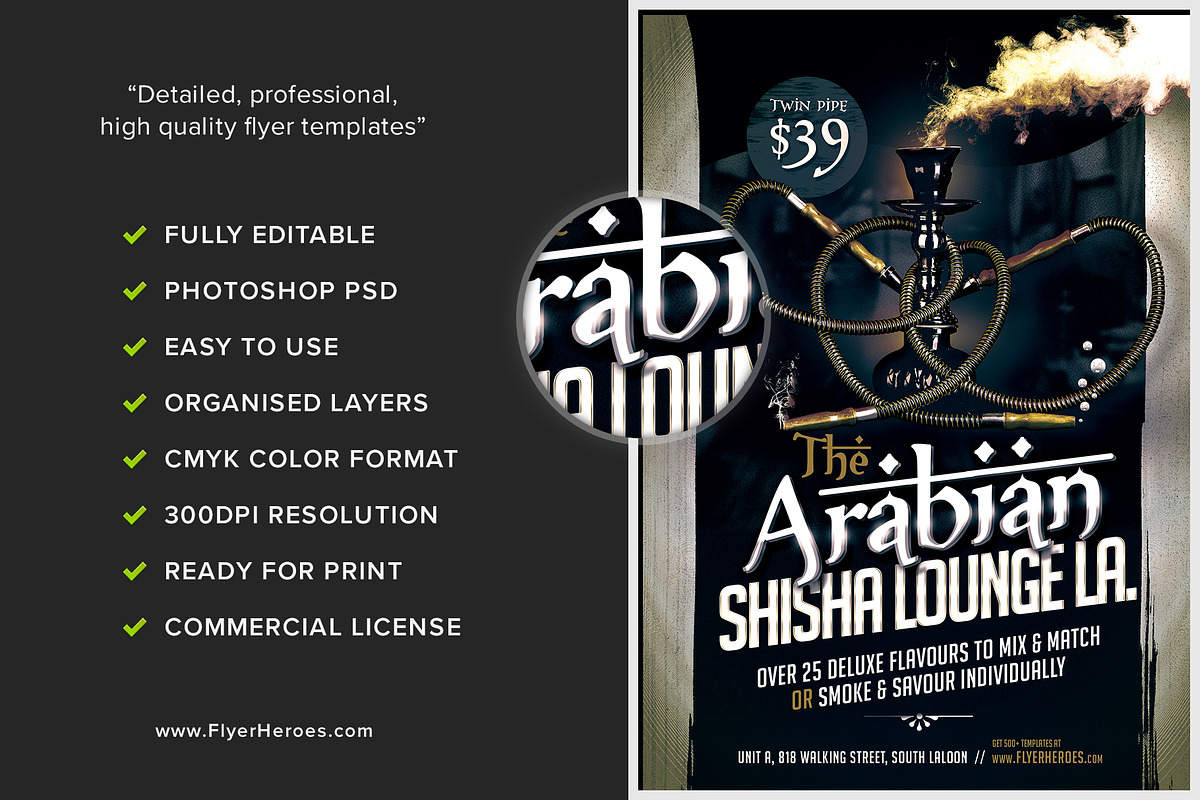 Arabian Shisha Flyer Template, a Flyer Template by FlyerHeroes