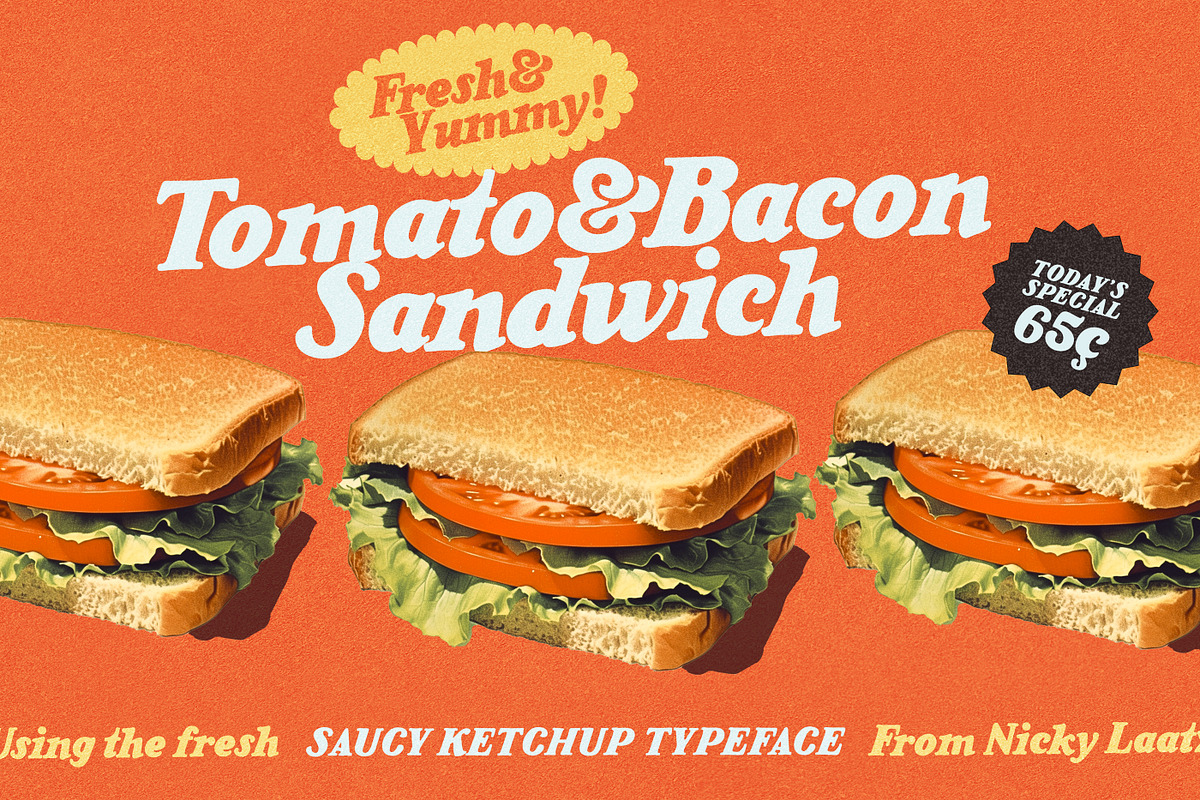 Saucy Ketchup! A Retro Serif, a Serif Font by Nicky Laatz (Photo 3 of 20)