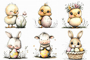 Whimsical Baby Farm Easter Clipart, an Illustration by Libby Wishes (Thumbnail 2 of 9)
