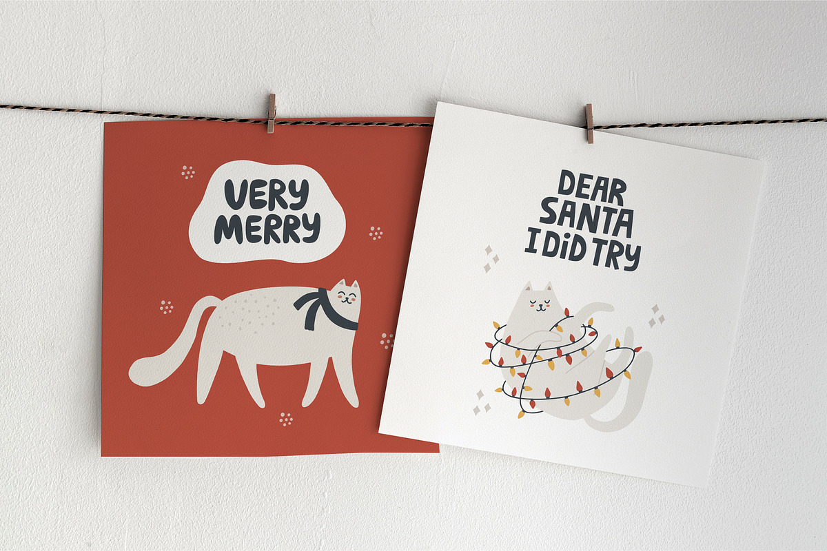 Modern Christmas. Cats & Lettering, an Object Graphic by MaNechaeva (Photo 4 of 14)