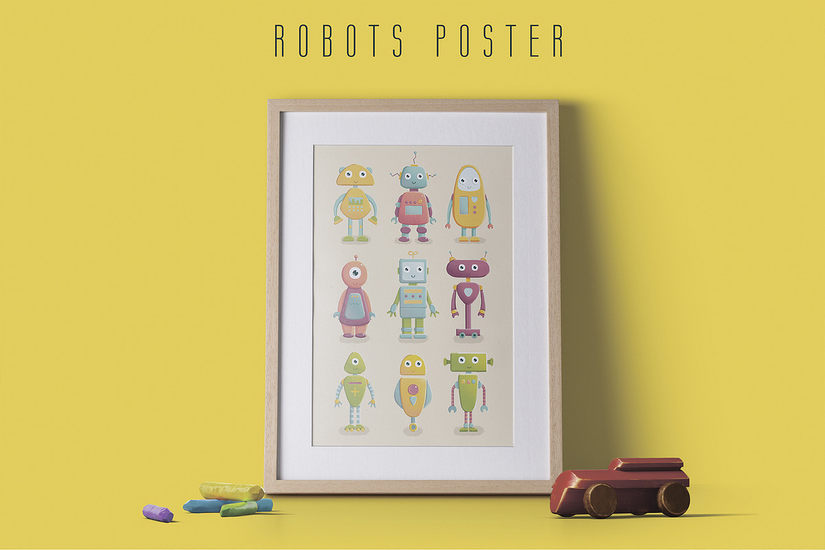 CUTE ROBOTS hand drawn clipart set, an Animal Illustration by Alina Mubarak (Photo 7 of 11)
