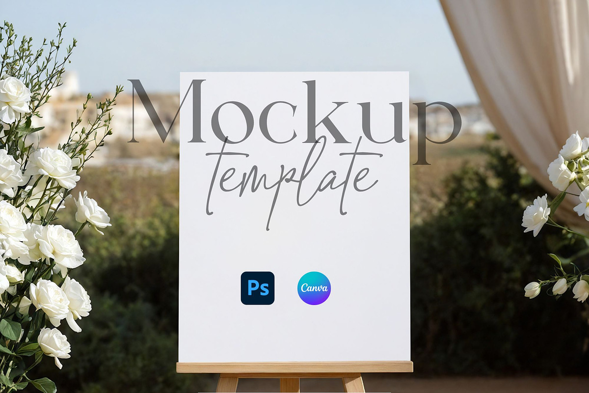 Elegant Coastal Wedding Welcome Sign, a Product Mockup by MockupWizard (Photo 1 of 5)