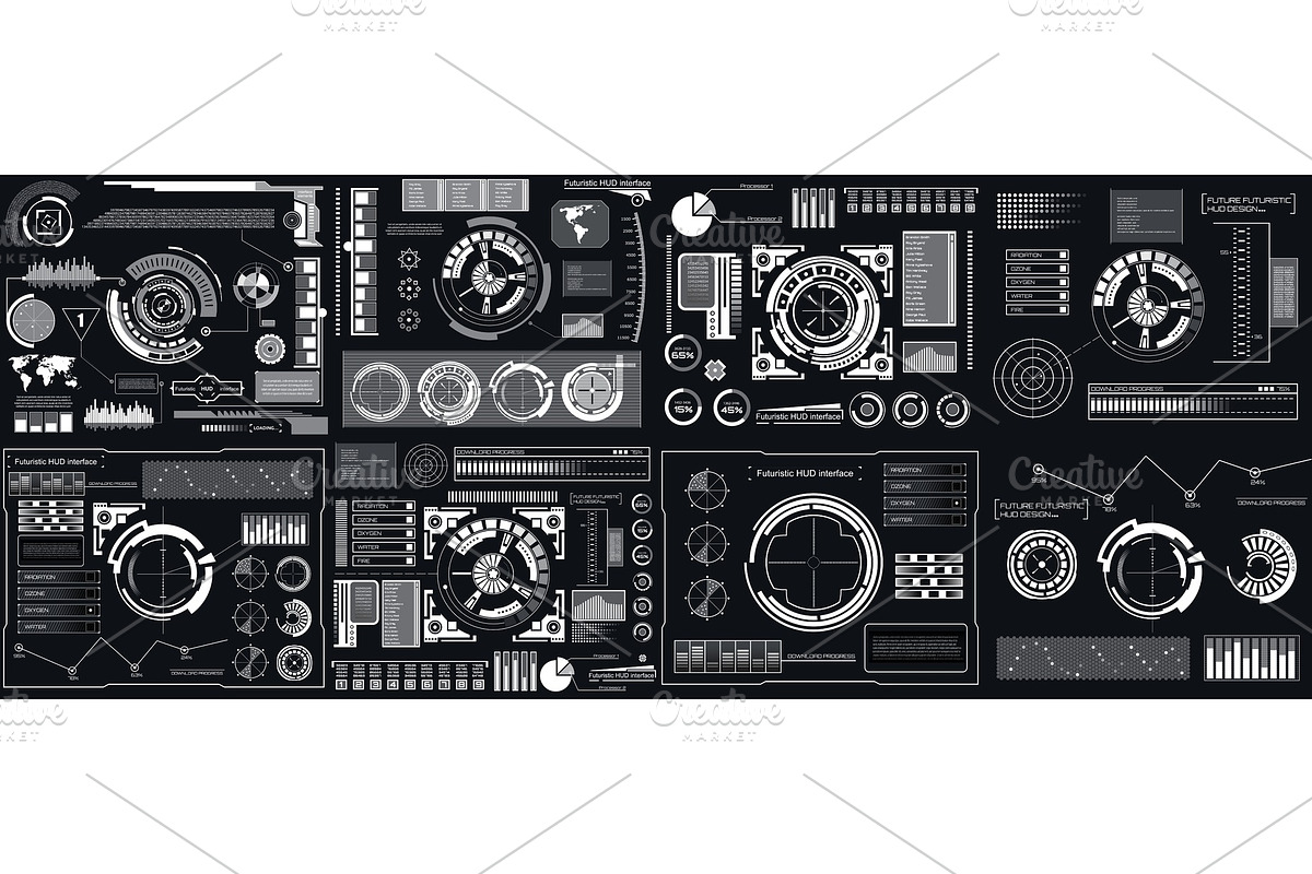 HUD interface Sci Fi elements set., a Technology Illustration by HAPPY VECTOR
