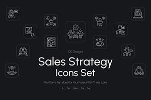 Sales Strategy Icons Set, an Outline Icon by Prosymbols