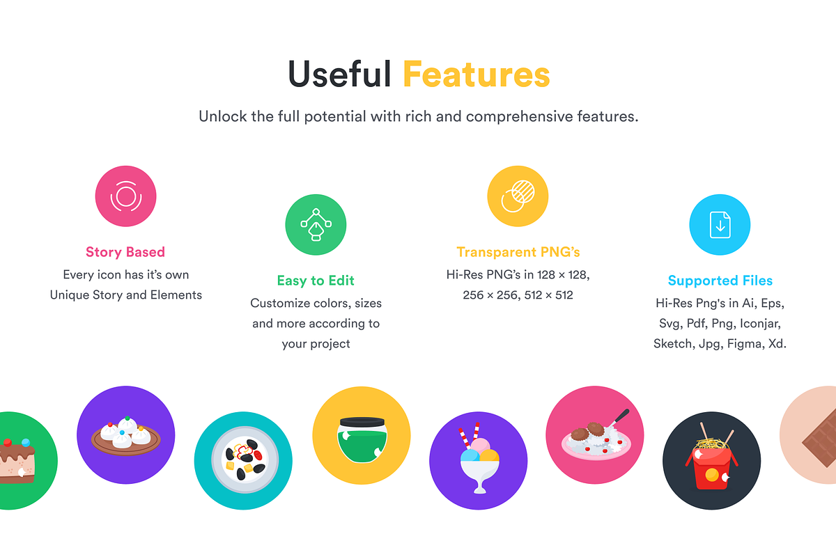 Flat Food Icons, a Duotone Icon by Brickclay (Photo 2 of 6)