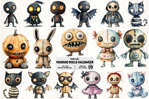 Voodoo Dolls Halloween Bundle, an Illustration by Pixels.Craft