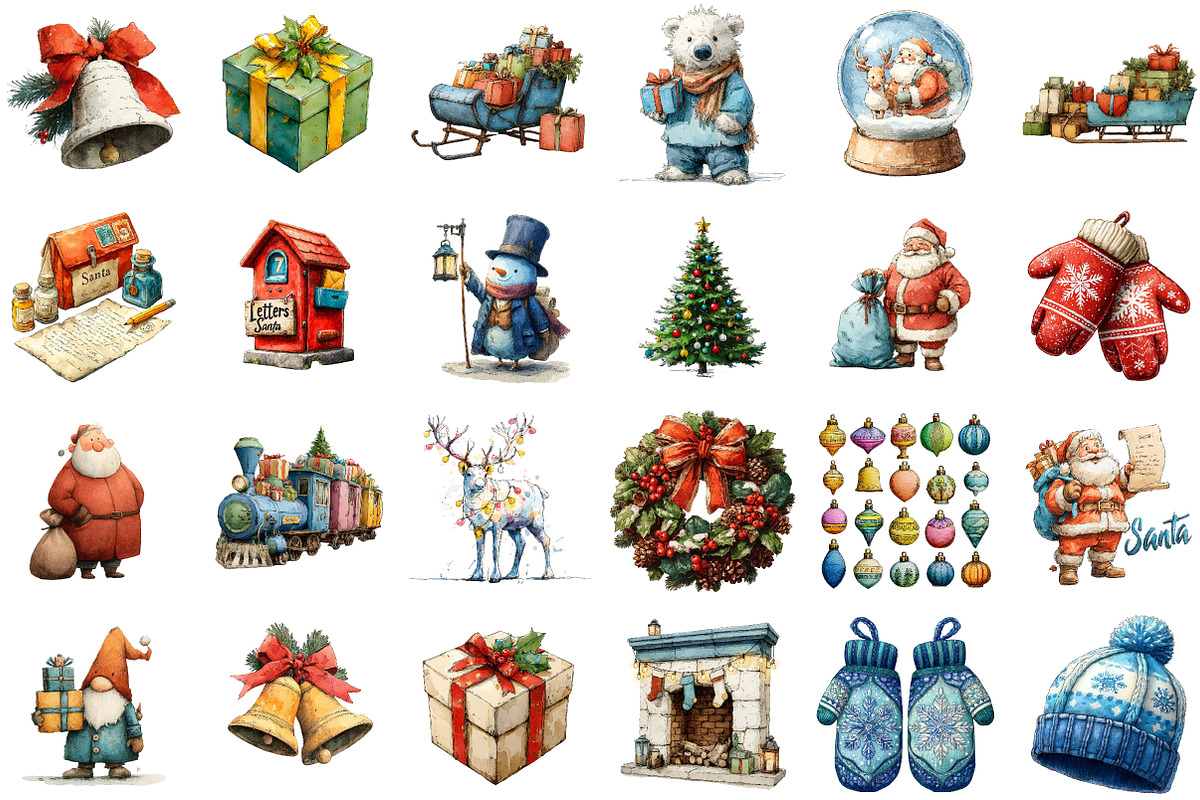 Watercolor Christmas Clipart Collect, an Illustration by Sublimation Artist (Photo 2 of 6)