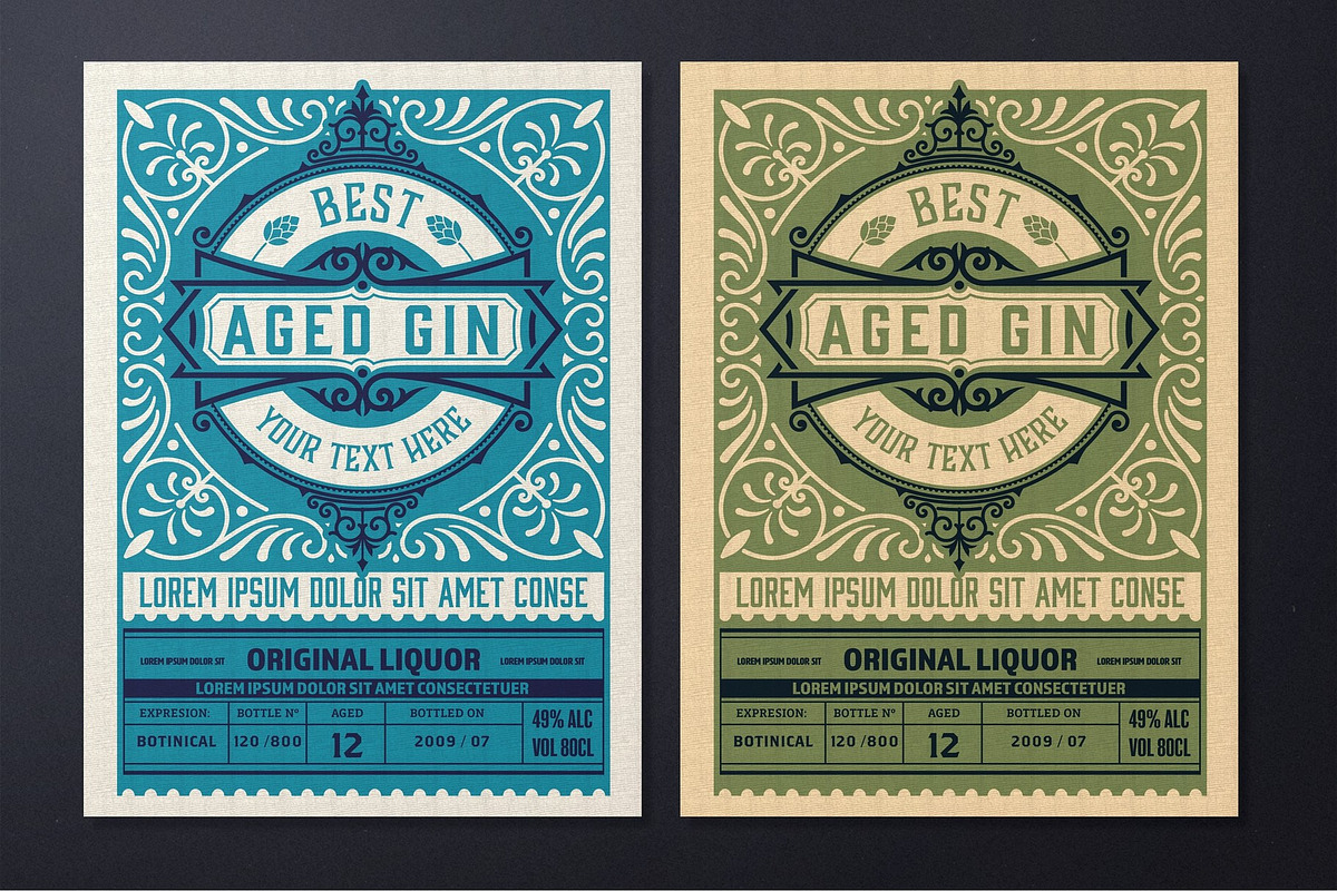 Vintage Liquor Label Packaging Layou, an Illustration by OneVectorStock