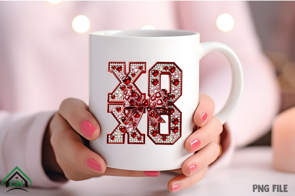 Luxury XOXO Rhinestone Heart PNG, an Illustration by Craft Nest (Photo 4 of 4)