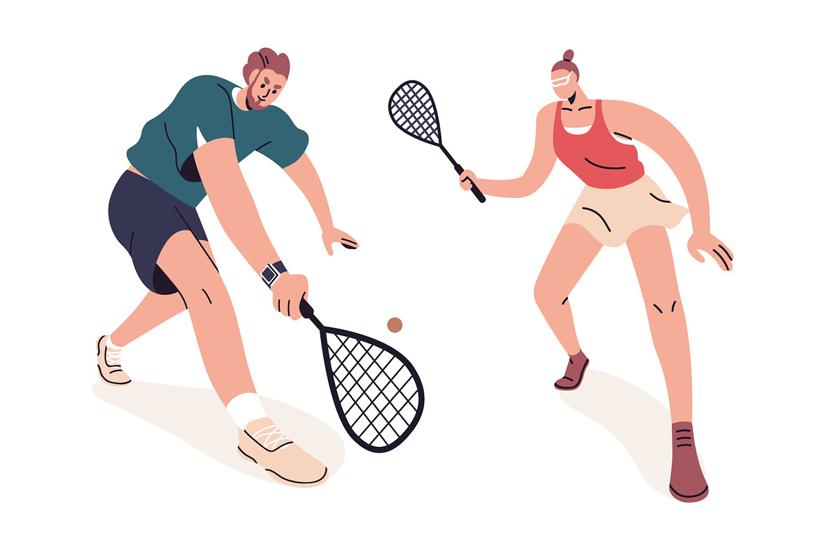 Squash players set. Sports game, a Sport Illustration by Good Studio (Photo 5 of 5)