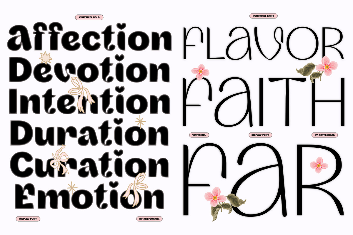 VENTRIKEL Display Variable Font, a Sans Serif Font by Artflorara (Photo 10 of 21)