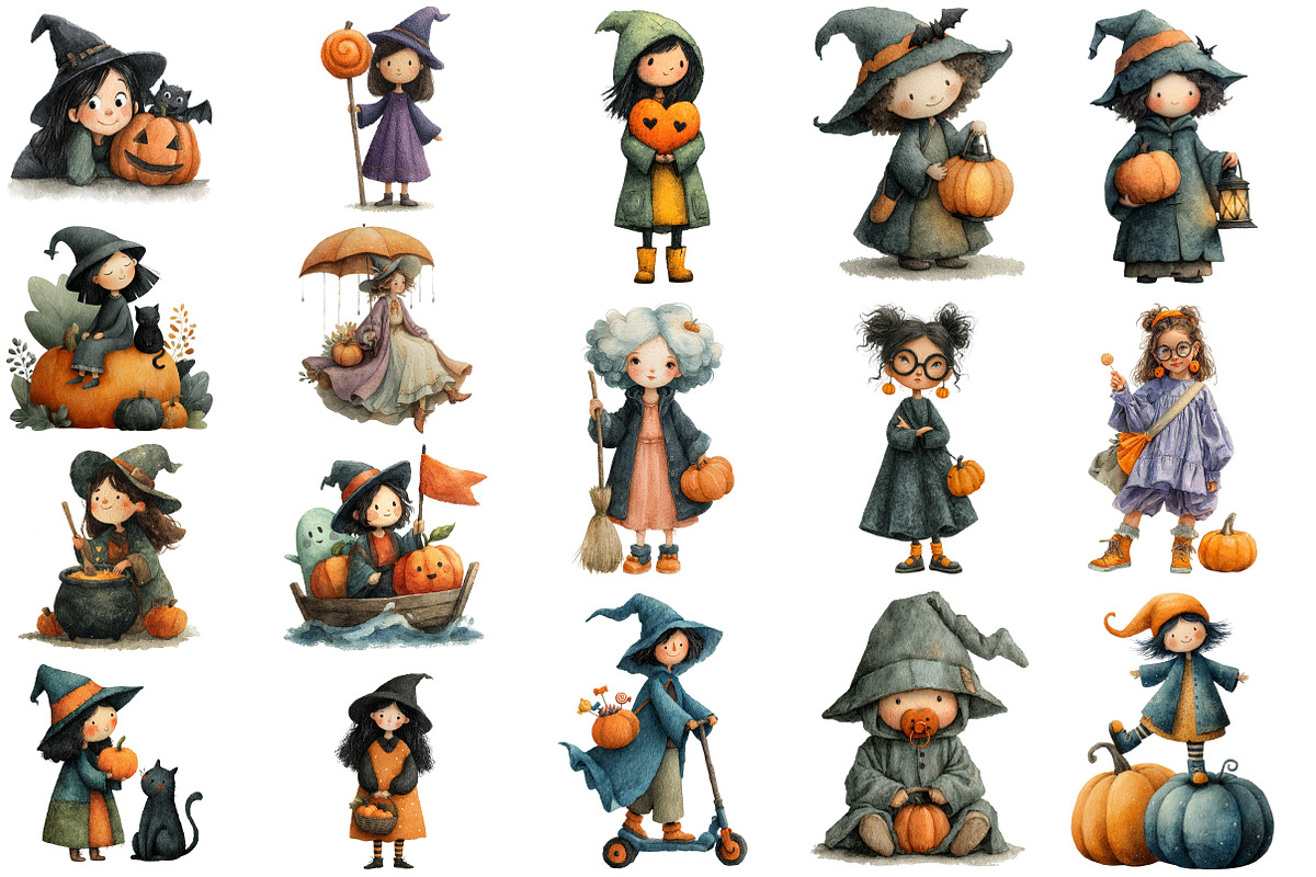 Little Witches Halloween Pumpkin PNG, an Illustration by Craft Nest (Photo 3 of 4)