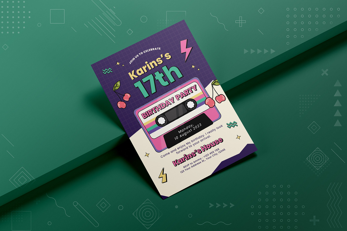 Modern Vintage Birthday Invitation, an Invitation Template by Fannan Studio (Photo 2 of 2)