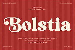 Bolstia - Retro Display Serif, a Serif Font by roomspace creative lab